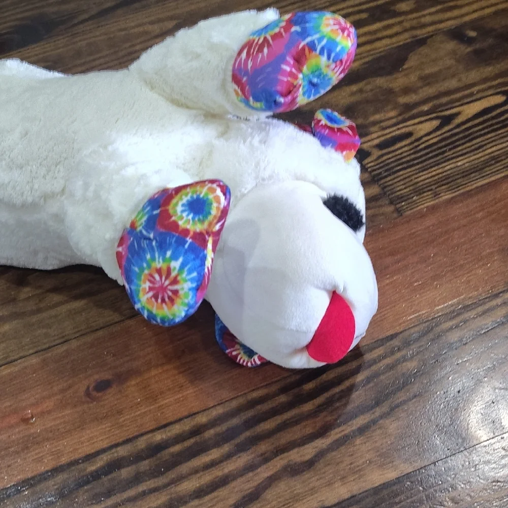 Plush White Lamb with Tie-Dye Accents - Picture 4 of 4